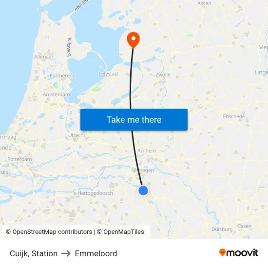 Cuijk, Station to Emmeloord map
