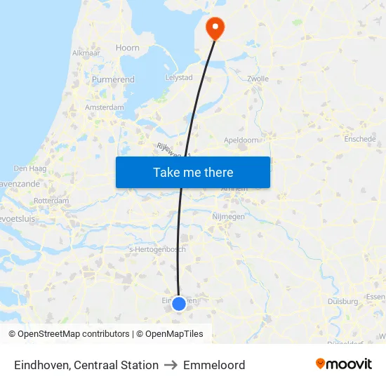 Eindhoven, Centraal Station to Emmeloord map