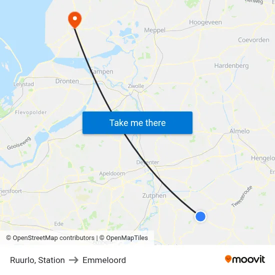 Ruurlo, Station to Emmeloord map