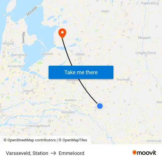 Varsseveld, Station to Emmeloord map