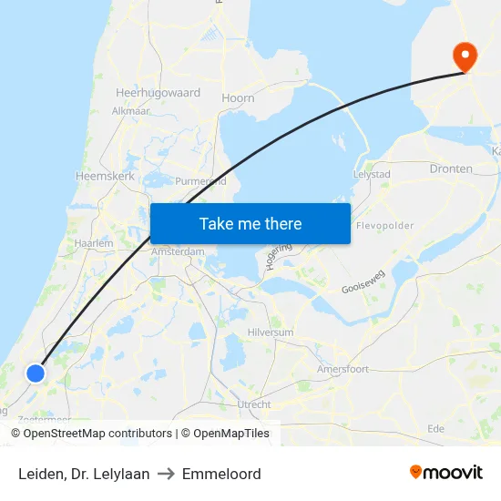 Leiden, Dr. Lelylaan to Emmeloord map