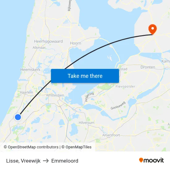 Lisse, Vreewijk to Emmeloord map