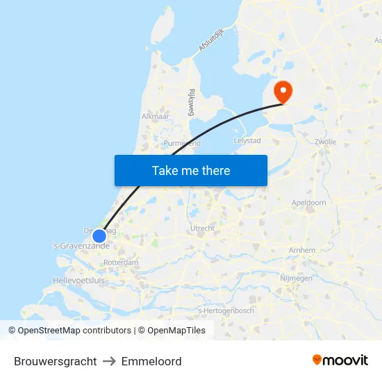Brouwersgracht to Emmeloord map