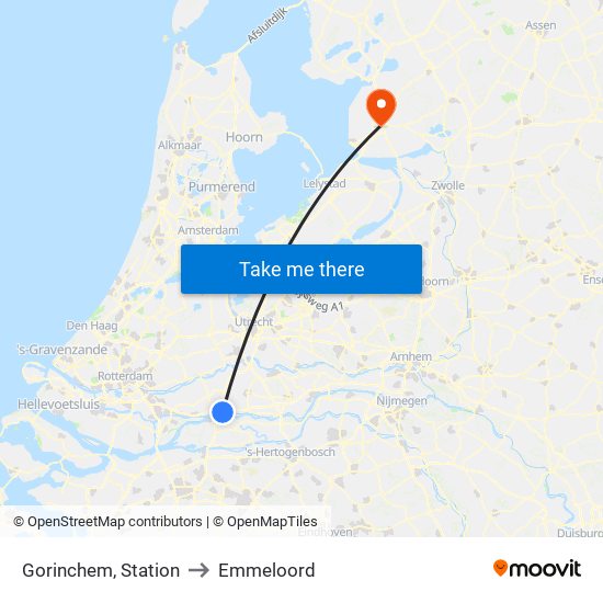 Gorinchem, Station to Emmeloord map