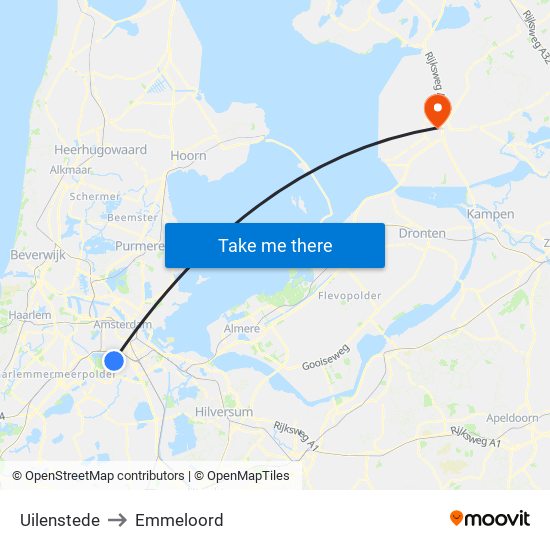 Uilenstede to Emmeloord map