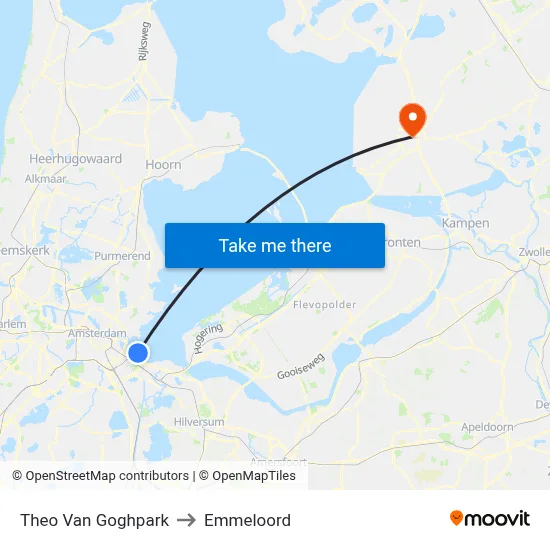 Theo Van Goghpark to Emmeloord map