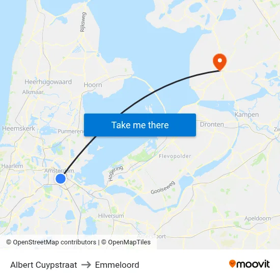 Albert Cuypstraat to Emmeloord map