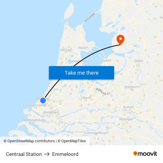 Centraal Station to Emmeloord map