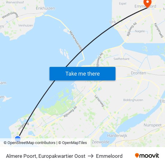 Almere Poort, Europakwartier Oost to Emmeloord map