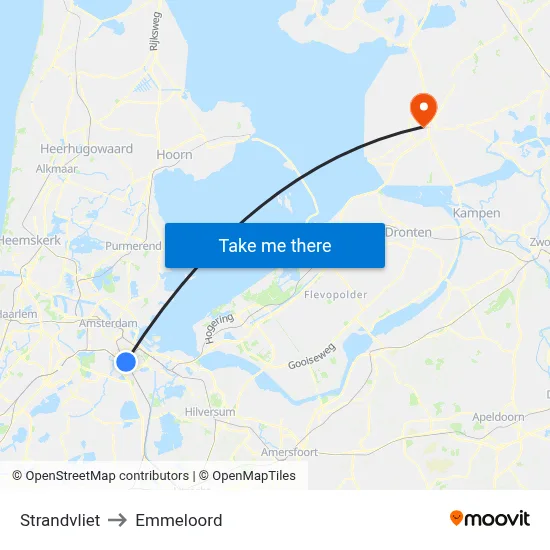 Strandvliet to Emmeloord map