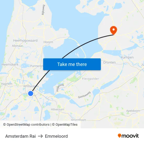 Amsterdam Rai to Emmeloord map