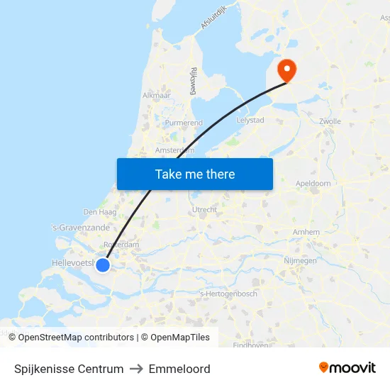 Spijkenisse Centrum to Emmeloord map