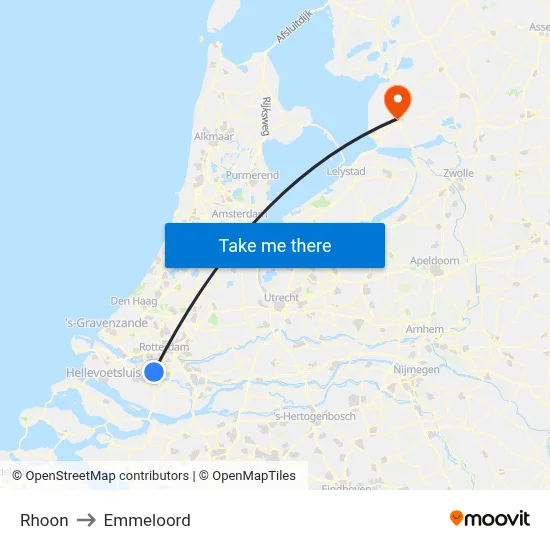 Rhoon to Emmeloord map