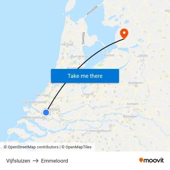 Vijfsluizen to Emmeloord map