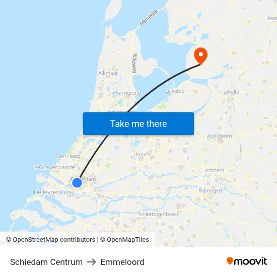 Schiedam Centrum to Emmeloord map