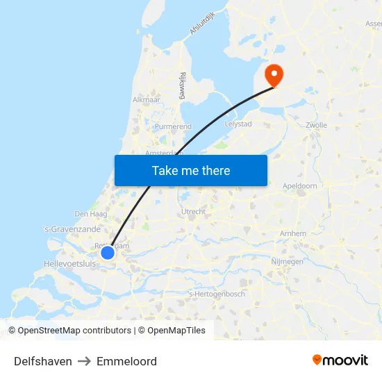Delfshaven to Emmeloord map