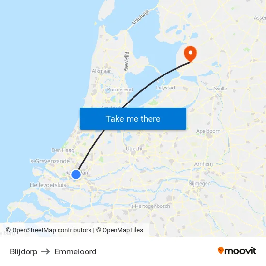 Blijdorp to Emmeloord map