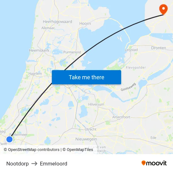 Nootdorp to Emmeloord map