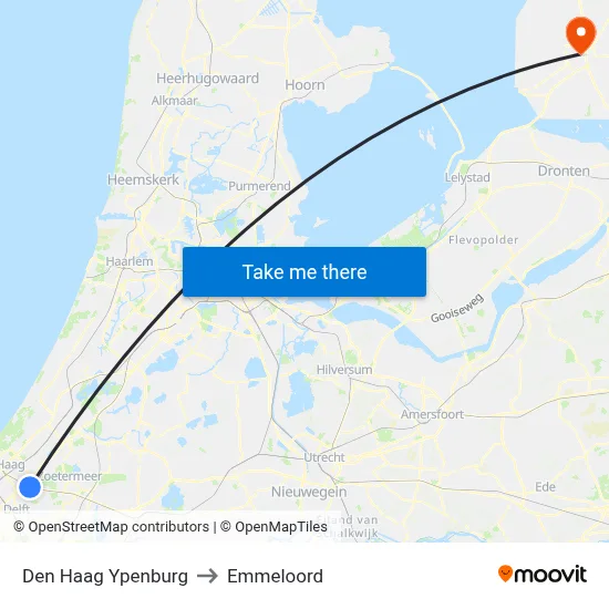 Den Haag Ypenburg to Emmeloord map