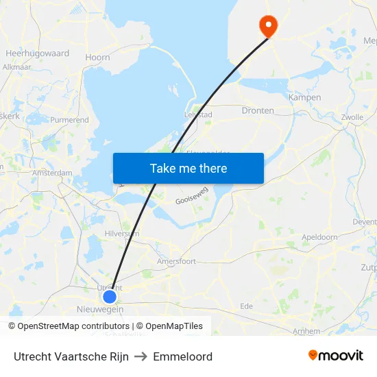 Utrecht Vaartsche Rijn to Emmeloord map