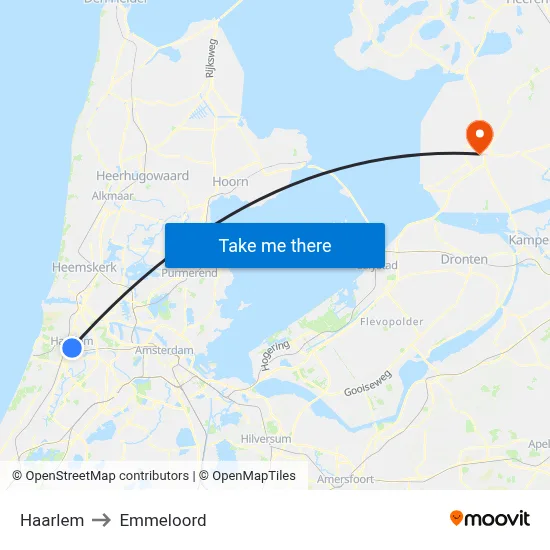 Haarlem to Emmeloord map