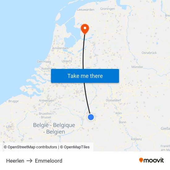 Heerlen to Emmeloord map