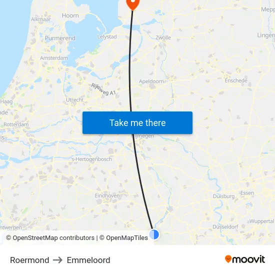 Roermond to Emmeloord map