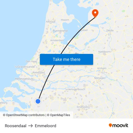 Roosendaal to Emmeloord map