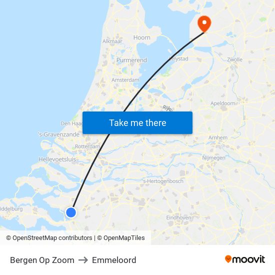 Bergen Op Zoom to Emmeloord map