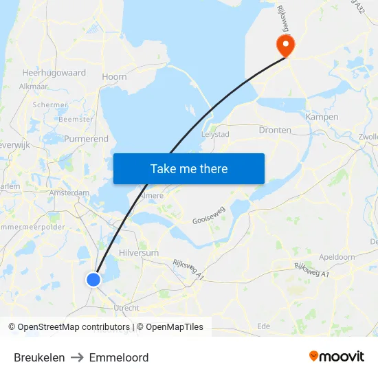 Breukelen to Emmeloord map