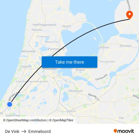 De Vink to Emmeloord map