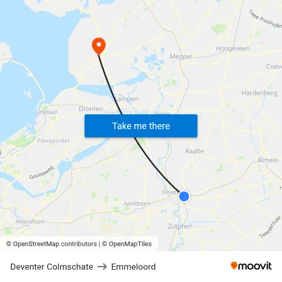 Deventer Colmschate to Emmeloord map