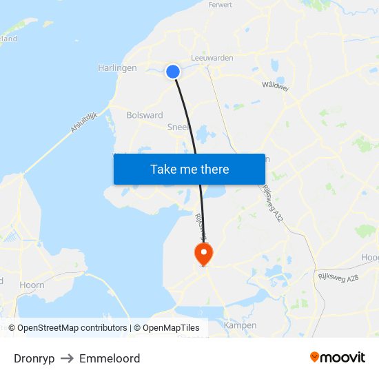 Dronryp to Emmeloord map