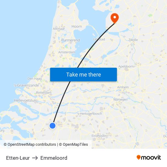 Etten-Leur to Emmeloord map