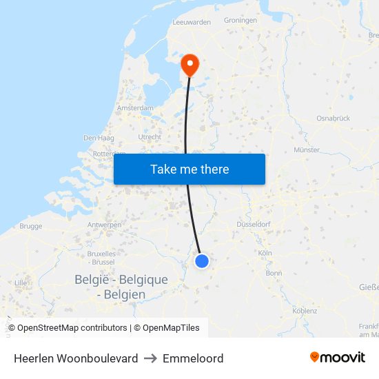 Heerlen Woonboulevard to Emmeloord map