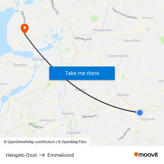 Hengelo Oost to Emmeloord map