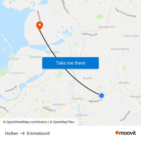 Holten to Emmeloord map