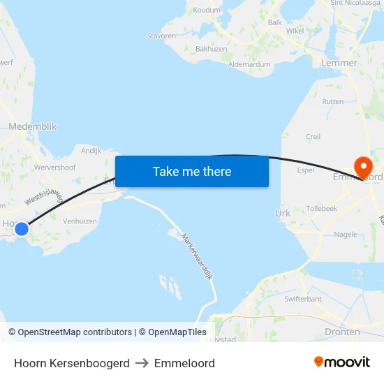 Hoorn Kersenboogerd to Emmeloord map
