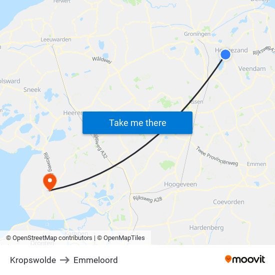 Kropswolde to Emmeloord map