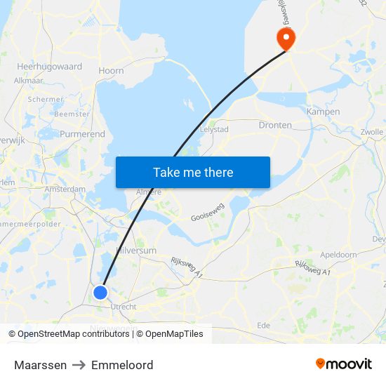 Maarssen to Emmeloord map