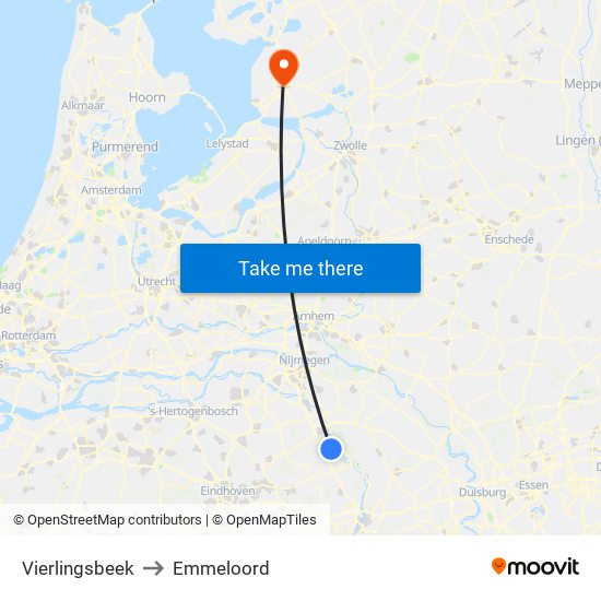 Vierlingsbeek to Emmeloord map
