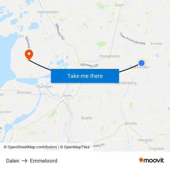 Dalen to Emmeloord map