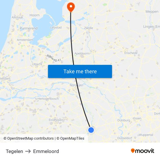 Tegelen to Emmeloord map