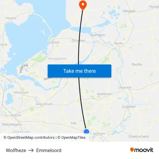 Wolfheze to Emmeloord map
