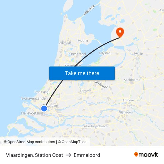 Vlaardingen, Station Oost to Emmeloord map