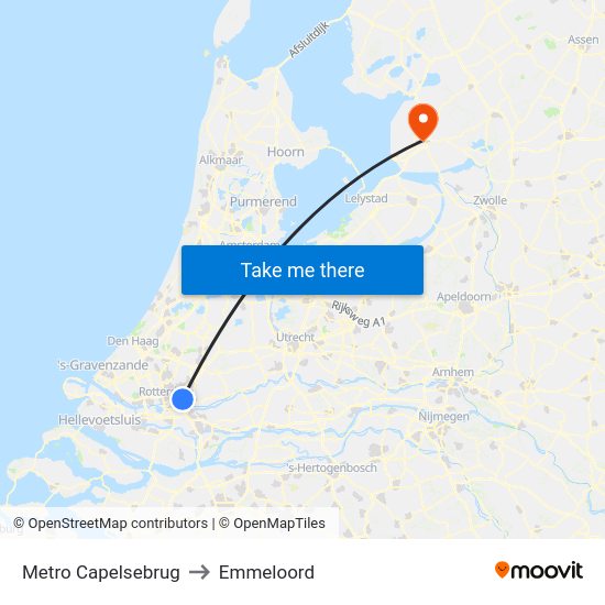 Metro Capelsebrug to Emmeloord map