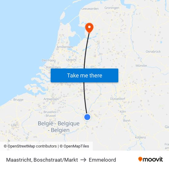 Maastricht, Boschstraat/Markt to Emmeloord map