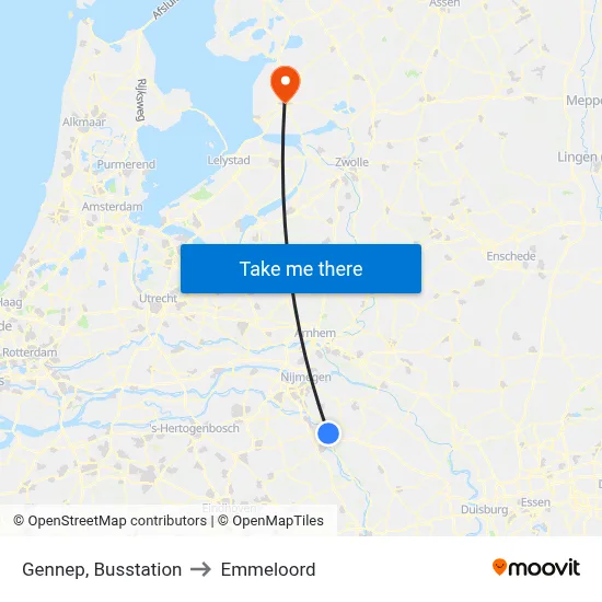 Gennep, Busstation to Emmeloord map