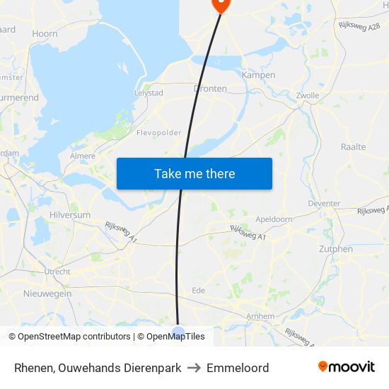 Rhenen, Ouwehands Dierenpark to Emmeloord map