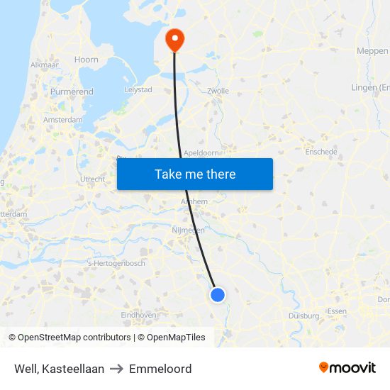 Well, Kasteellaan to Emmeloord map